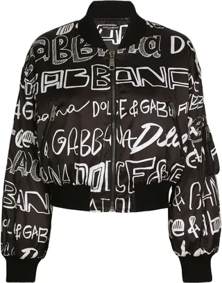 Logo-Print Zip-Up Bomber Jacket