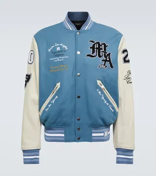 Embroidered wool-blend varsity jacket