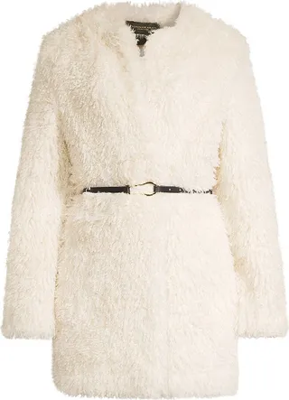 Belted Faux-Shearling Jacket