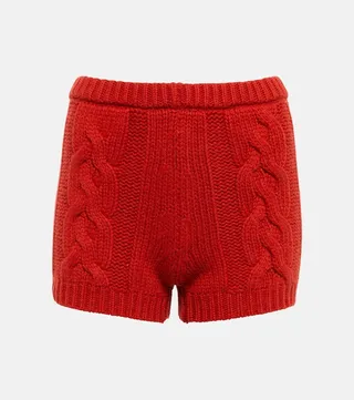 Cable-knit cashmere shorts