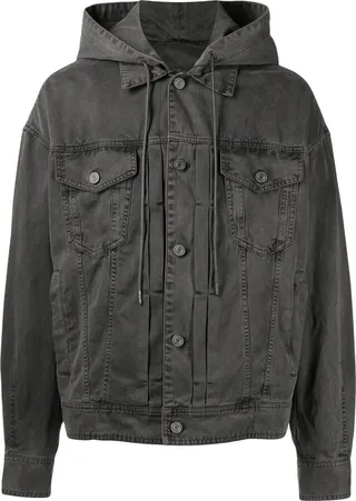 Drawstring-Hood Denim Jacket
