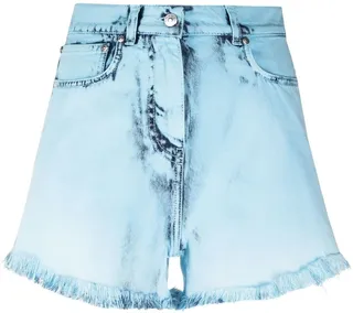 Distressed-Effect Denim Shorts