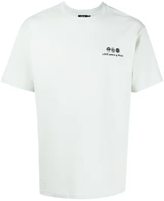 embroidered slogan cotton T-shirt