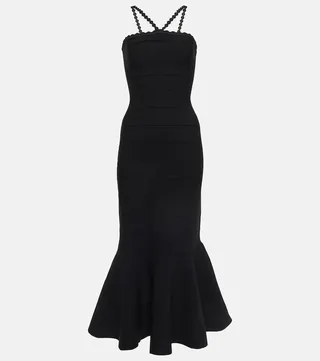 Openwork knit midi dress