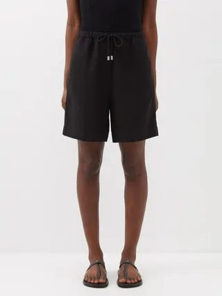 Drawstring-waist Lyocell-blend Shorts