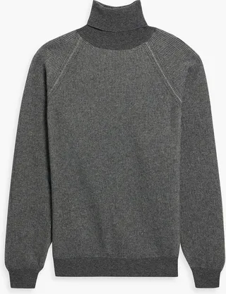 Ribbed merino wool and cashmere-blend turtleneck sweater