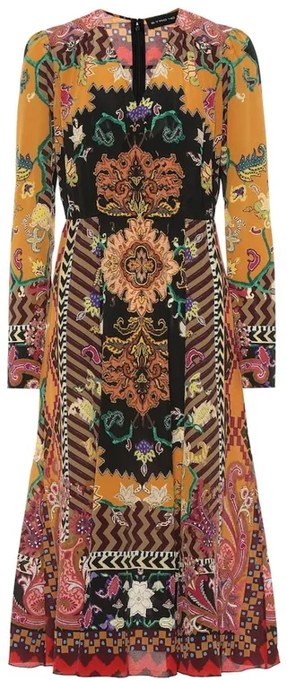 Printed silk midi dress