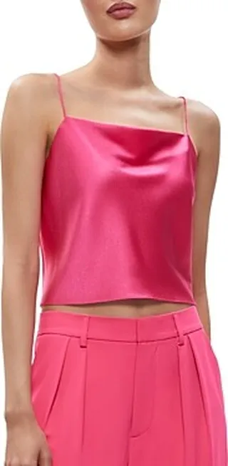 Alice and Olivia Harmon Satin Cropped Cami
