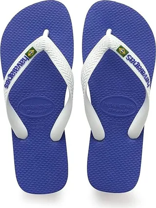 Havaianas Brazil Logo Unisex Flip Flops (Marine Blue) Women's Sandals