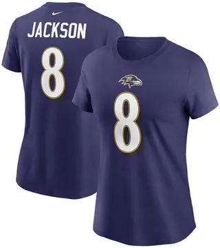 Women's Lamar Jackson Purple Baltimore Ravens Name Number T-shirt