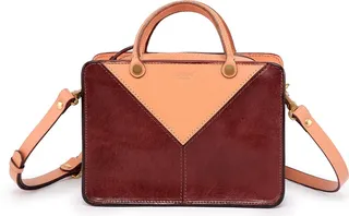 Colorblock Leather Tote Crossbody Bag