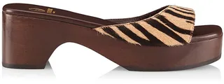 Aquarius Zebra-Printed Calf Hair Clogs