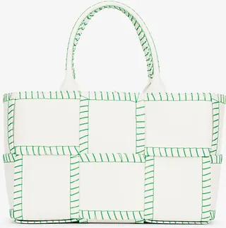 Womens White Parakeet Arco Small Intrecciato Leather Tote bag