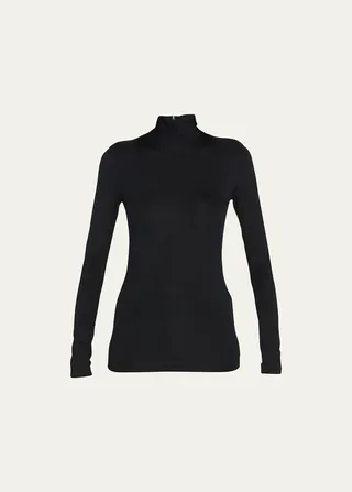 Turtleneck Long-Sleeve Modal-Stretch Top