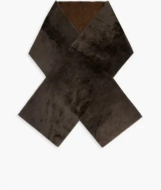 Reversible houndstooth shearling scarf