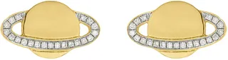Diamond Saturn Yellow Gold Stud Earrings