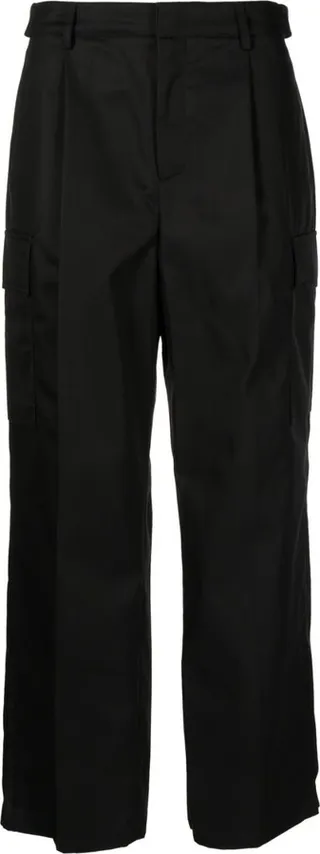 Straight-Leg Pleated Cargo Trousers