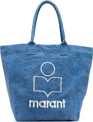 Blue Embroidered-Logo Tote Bag