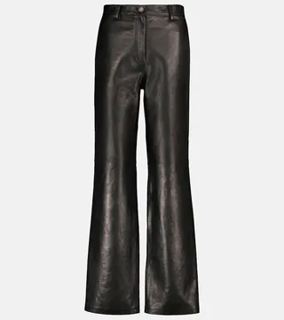 High-rise leather flared pants