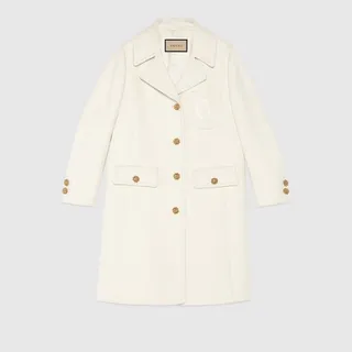 Double G embroidery wool coat