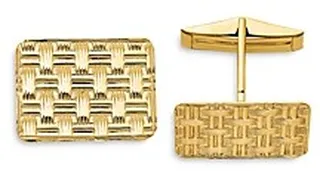 Bloomingdale's Men's Basketweave Textured Cuff Links in 14K Yellow Gold - 100% Exclusive