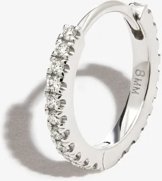 18K White Gold Eternity Diamond Hoop Earring