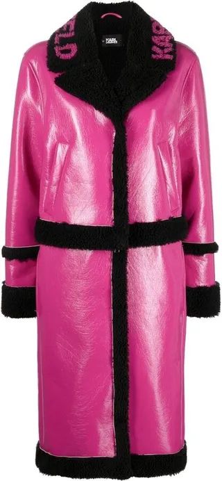 Faux-Shearling Single-Breasted Coat