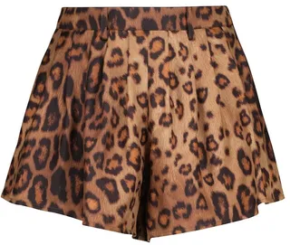 Leopard-print silk faille shorts