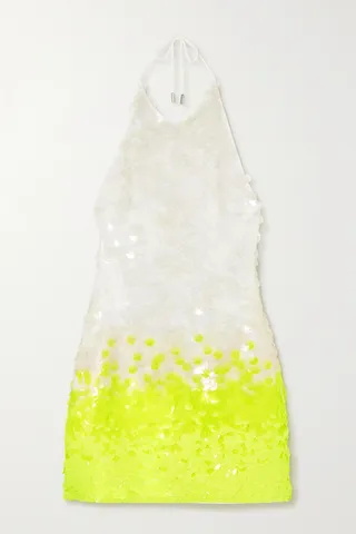 David Koma - Sequined Crepe Halterneck Mini Dress - Yellow