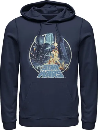 Men's Star Wars Classic Scene Circle Pull Over Hoodie - Navy Blue - X Large