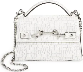 Lou Top Handle Croc Embossed Leather Crossbody Bag