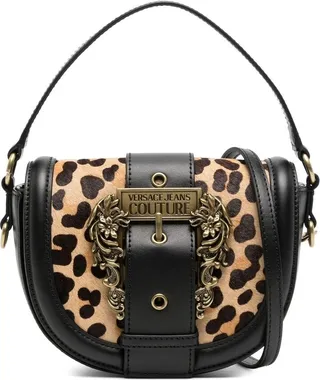 Baroque-buckle printed shoulder bag