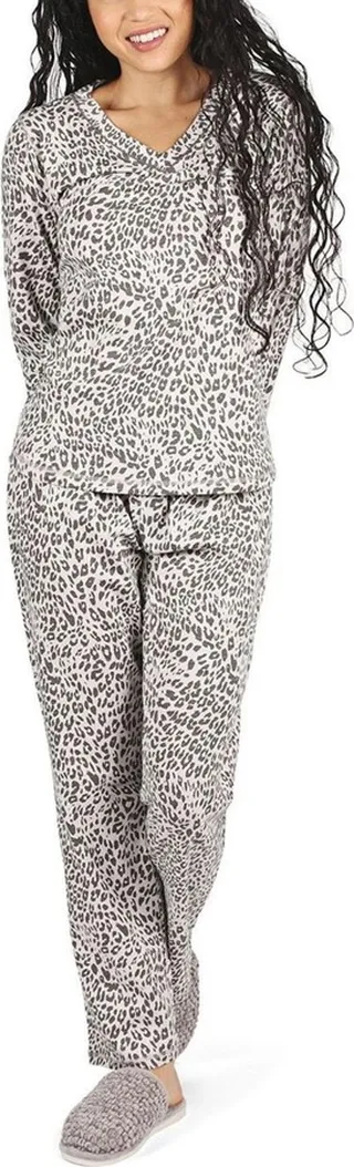 MeMoi Women's Leopard Print Cotton Blend 2 Piece Set