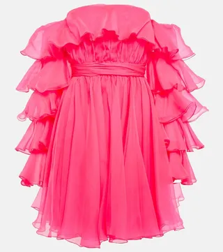 Off-the-shoulder silk minidress