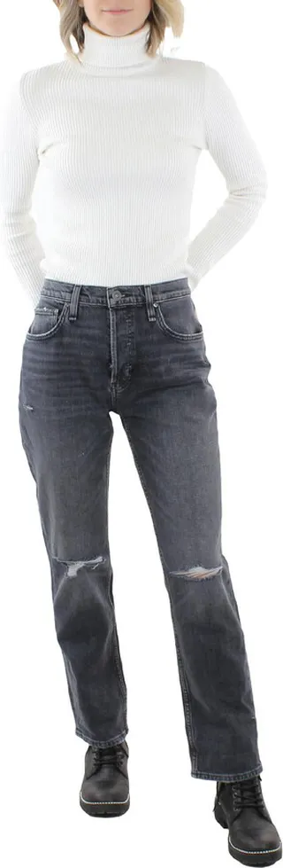 Womens Denim Distressed Ankle Jeans