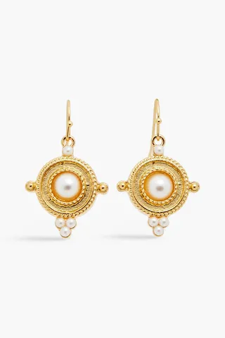 24-Karat Gold-Plated Faux Pearl Earrings