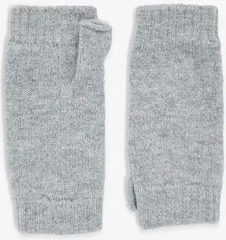 Womens Silver Ribbed-cuff Cashmere Wrist Warmers