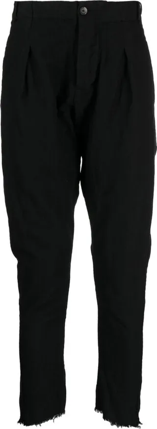 Tapered-Leg Frayed-Hem Trousers