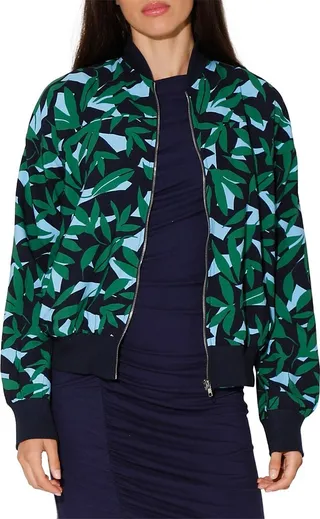 Verity Printed Crepe Bomber Jacket