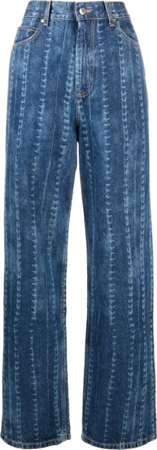 Patterned Wide-Leg Jeans