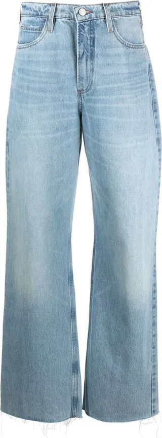 Wide-Leg Washed Denim Trousers