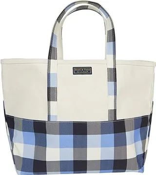 L.L.Bean High Bottom Boat and Tote Large (Arctic Blue Plaid) Handbags