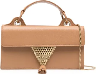 Chain-Link Detail Leather Shoulder Bag