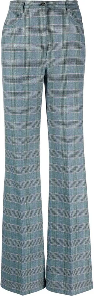 Check-Pattern High-Waist Trousers