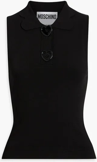 Button-embellished jersey top