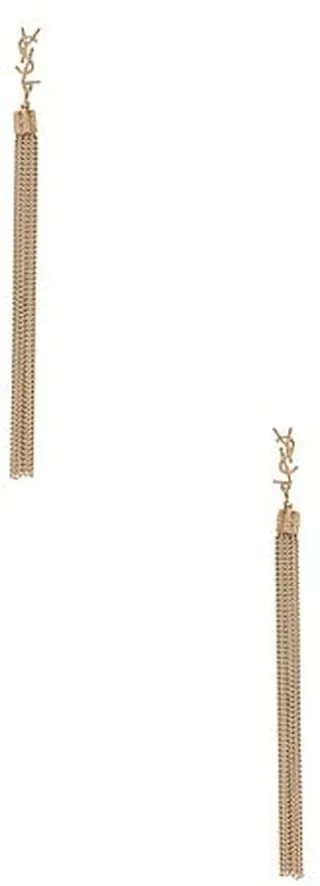 Saint Laurent Simple Chain Earrings in Metallic Gold