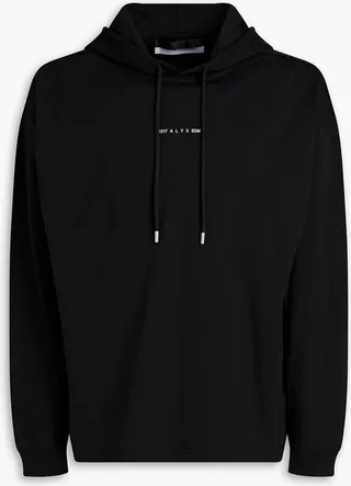 Printed cotton-blend jersey hoodie