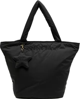 Embroidered-Logo Padded Tote Bag
