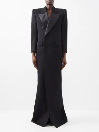 Grain De Poudre Wool Tuxedo Dress