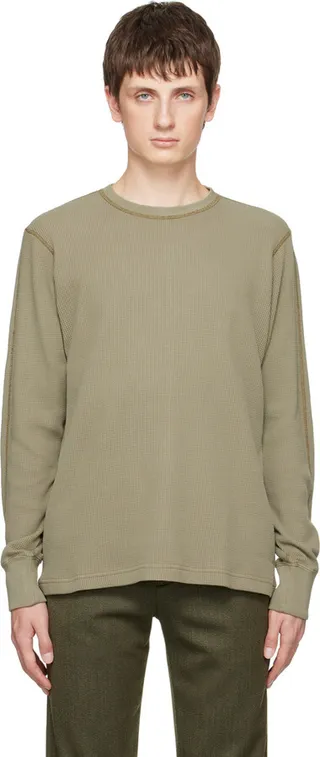 rag & bone Khaki Garment Dyed Long Sleeve T-Shirt
